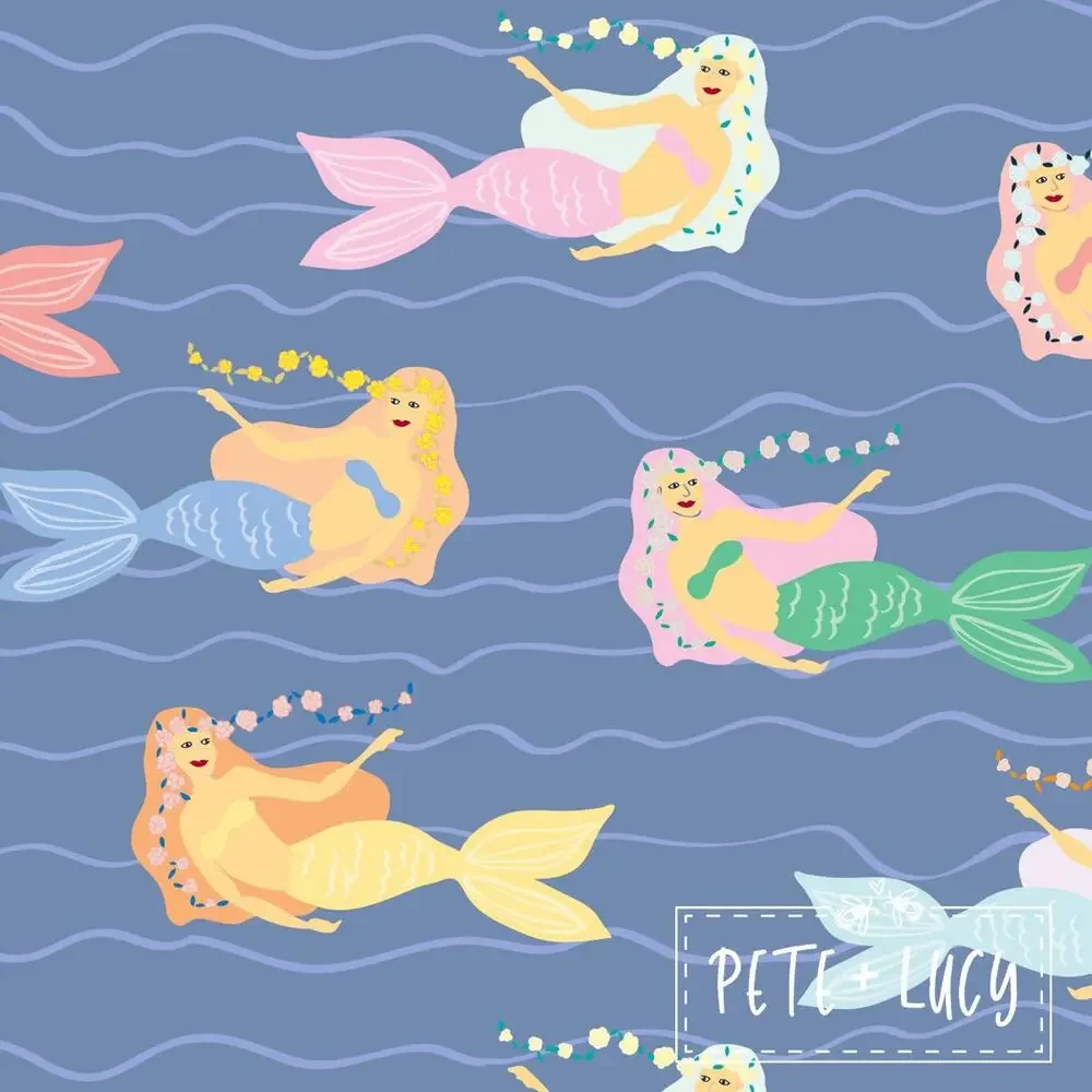 PETE + LUCY Mermaid and Shells Long Sleeve Ruffle Bib Dress 2T